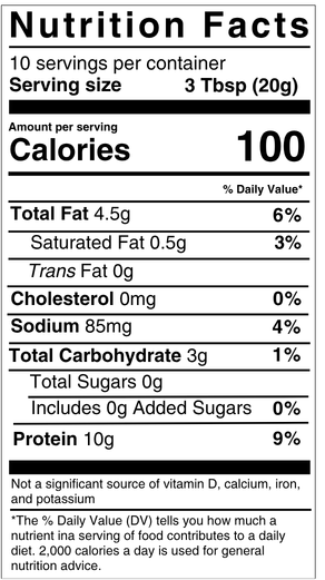 Nutrition information for Lightly Salted Protein Topping