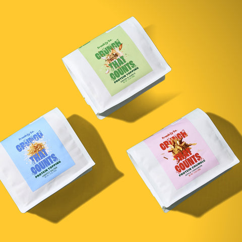 Frankly So Variety Box — Apple Cinnamon, Lightly Salted and Onion & Garlic protein topping pouches