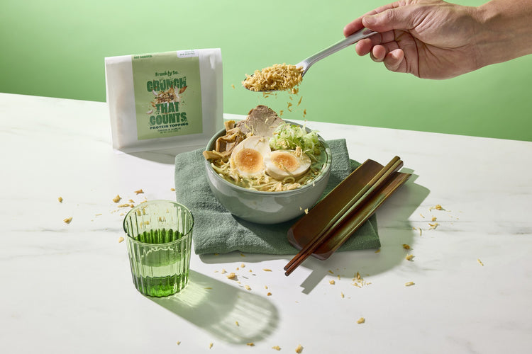 Onion & Garlic protein topping over a ramen bowl